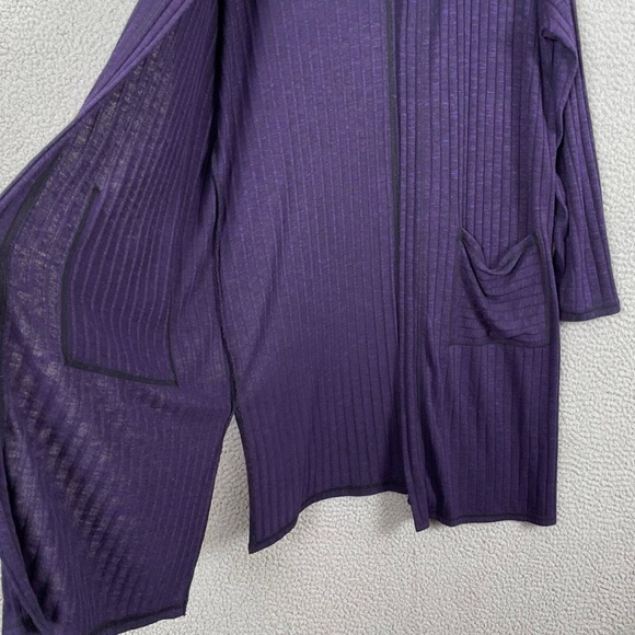 CHICO’s Zenergy Hooded Ribbed Purple Duster Cardigan Size 1 (Size 8) - Picture 3 of 8